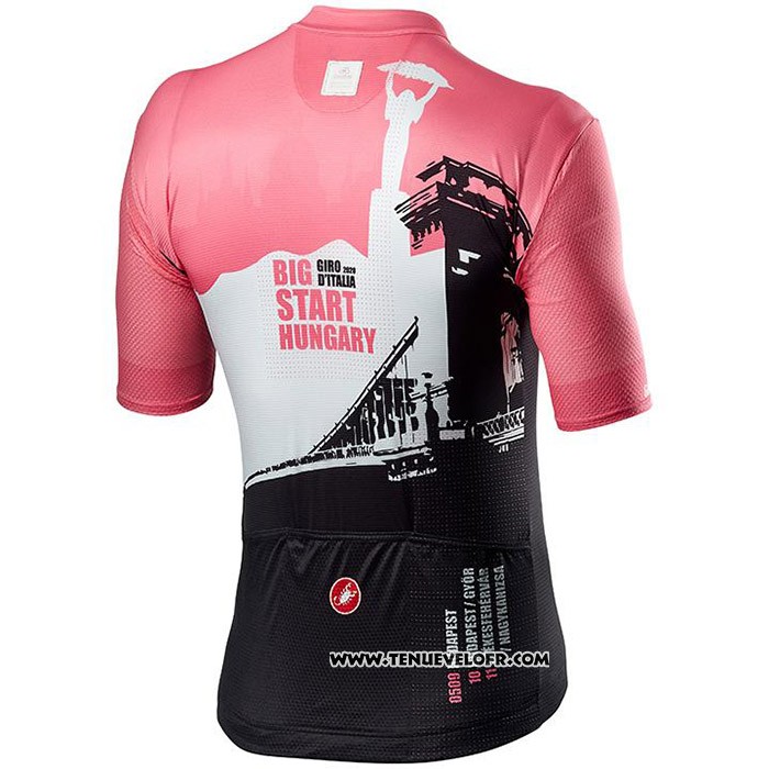2020 Maillot Cyclisme Giro d'Italia Blanc Noir Rose Manches Courtes et Cuissard